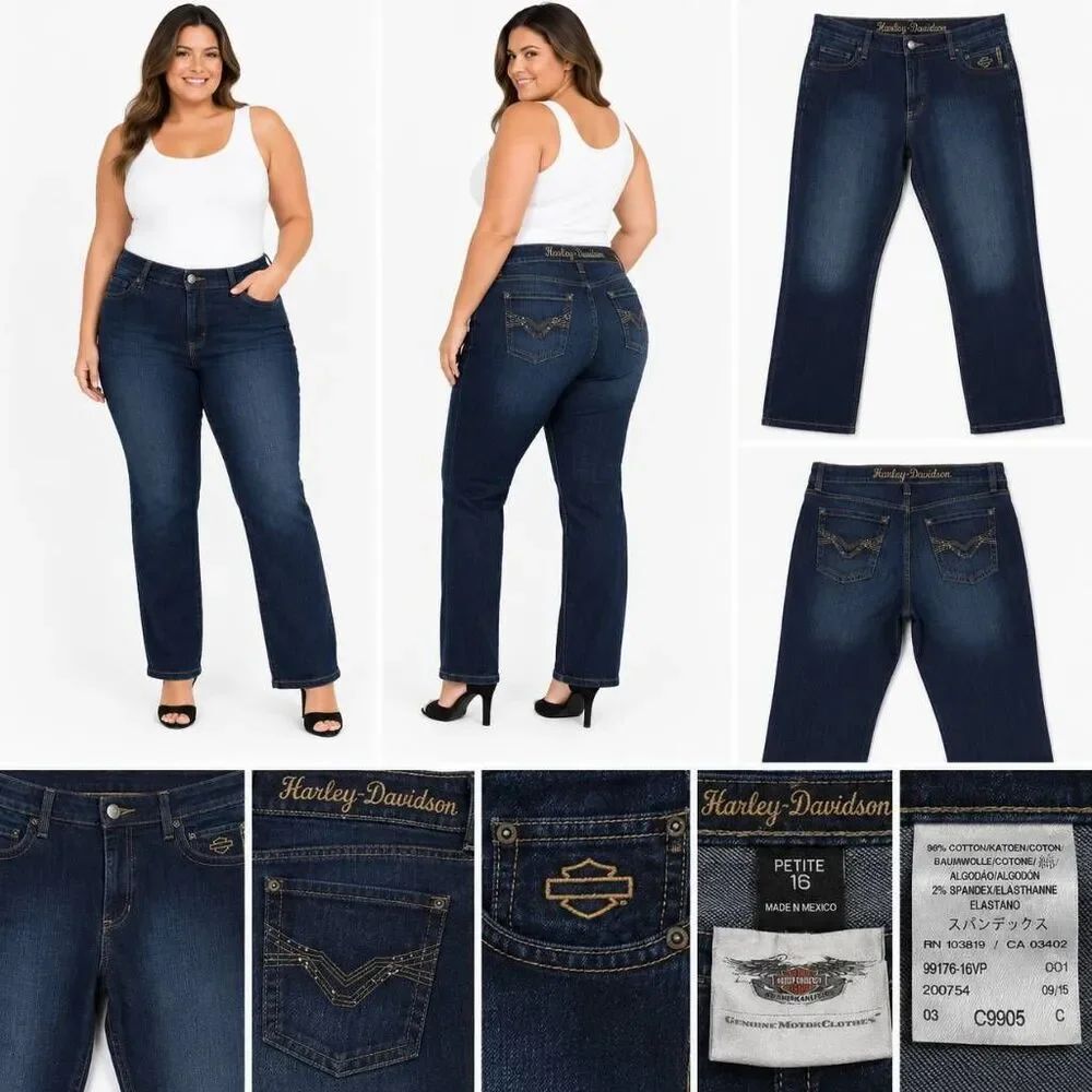 Harley-Davidson Petite 16 Bootcut Jeans Dark Wash Denim